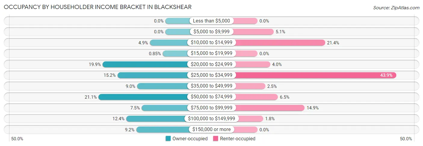 Occupancy by Householder Income Bracket in Blackshear