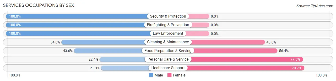 Services Occupations by Sex in Calhoun
