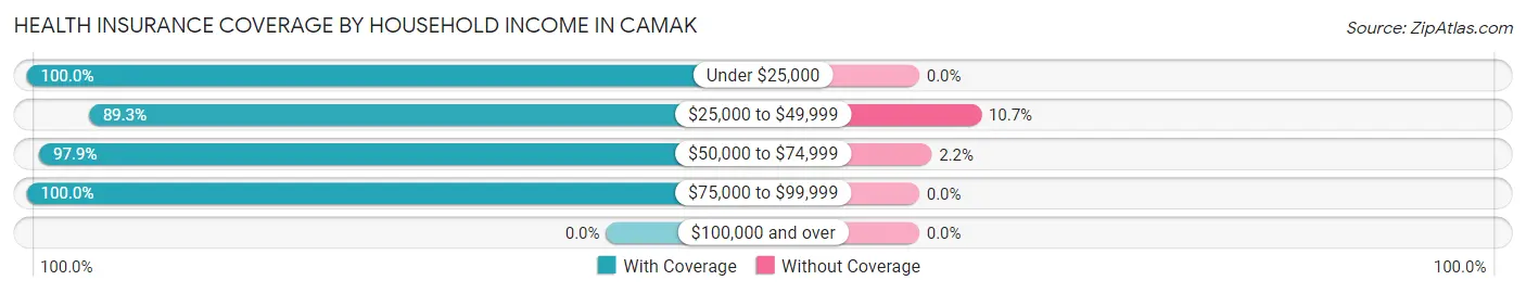 Health Insurance Coverage by Household Income in Camak