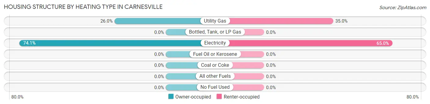 Housing Structure by Heating Type in Carnesville