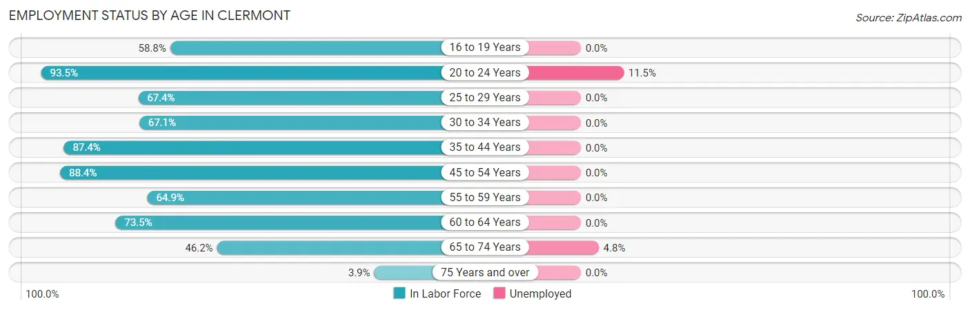 Employment Status by Age in Clermont