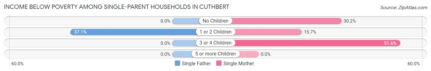 Income Below Poverty Among Single-Parent Households in Cuthbert