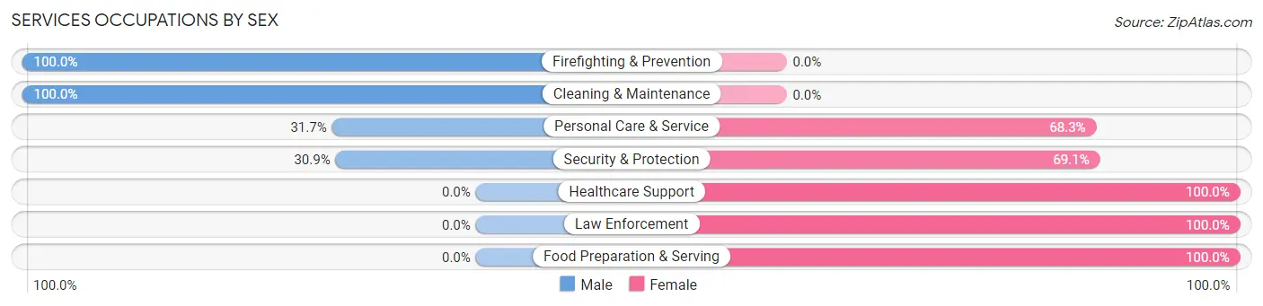 Services Occupations by Sex in Dawson