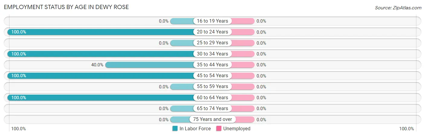 Employment Status by Age in Dewy Rose