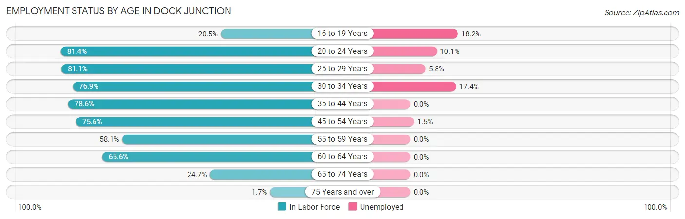 Employment Status by Age in Dock Junction
