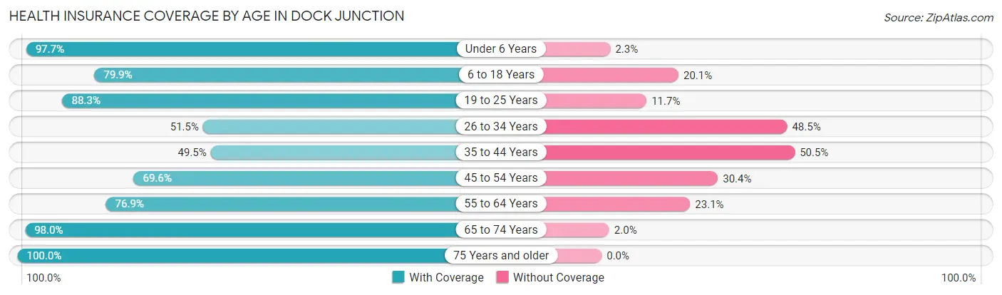 Health Insurance Coverage by Age in Dock Junction