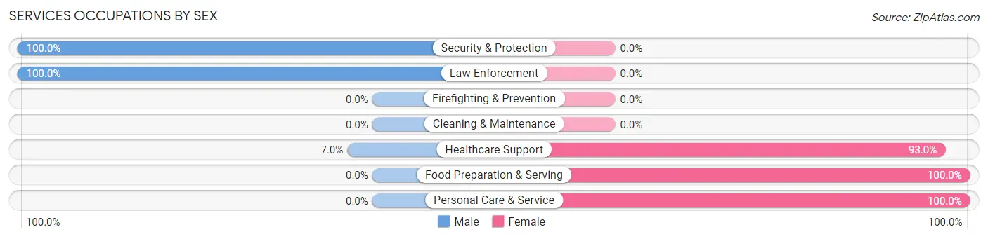 Services Occupations by Sex in Druid Hills