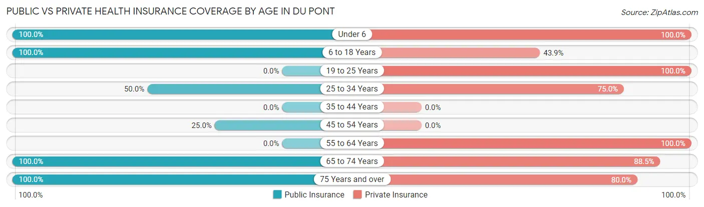 Public vs Private Health Insurance Coverage by Age in Du Pont