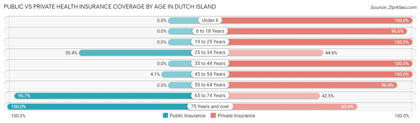 Public vs Private Health Insurance Coverage by Age in Dutch Island