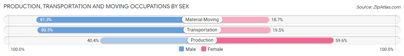 Production, Transportation and Moving Occupations by Sex in East Dublin