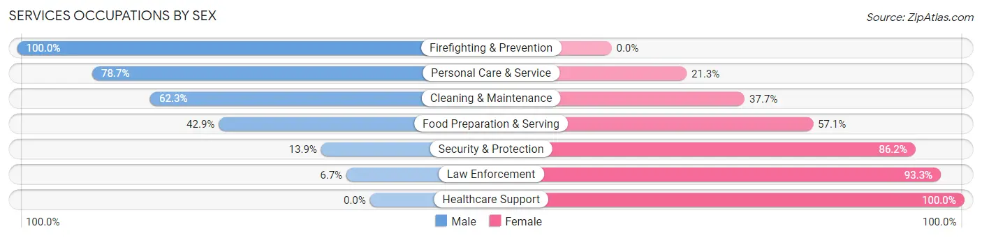 Services Occupations by Sex in East Dublin