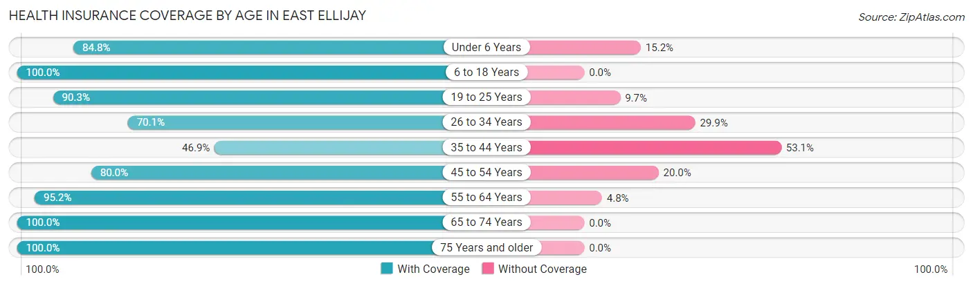 Health Insurance Coverage by Age in East Ellijay