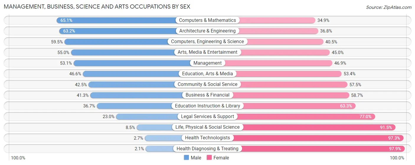 Management, Business, Science and Arts Occupations by Sex in East Point