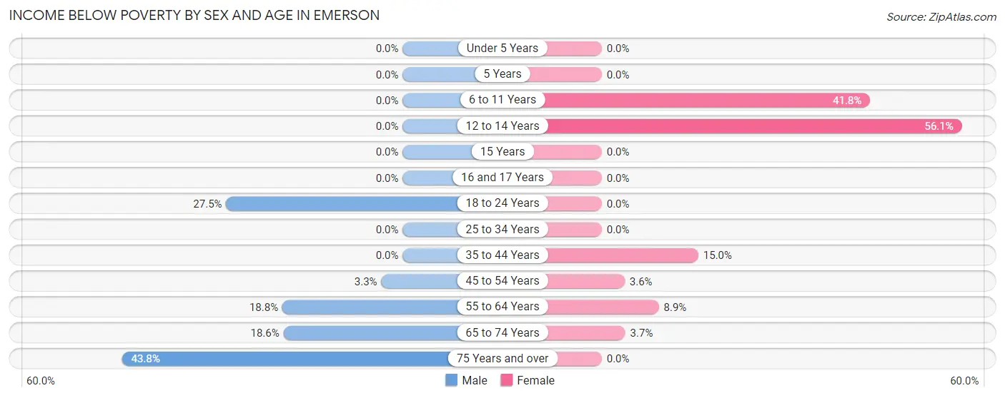 Income Below Poverty by Sex and Age in Emerson