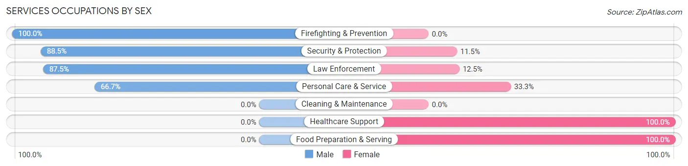 Services Occupations by Sex in Ephesus