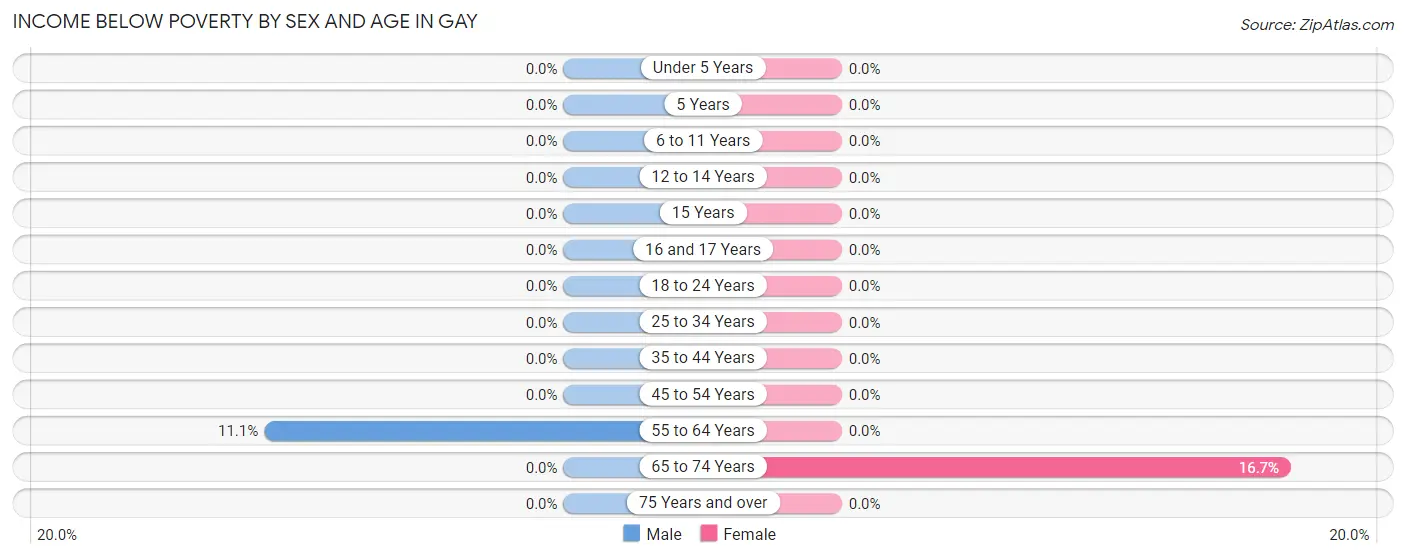 Income Below Poverty by Sex and Age in Gay