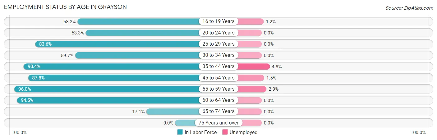 Employment Status by Age in Grayson