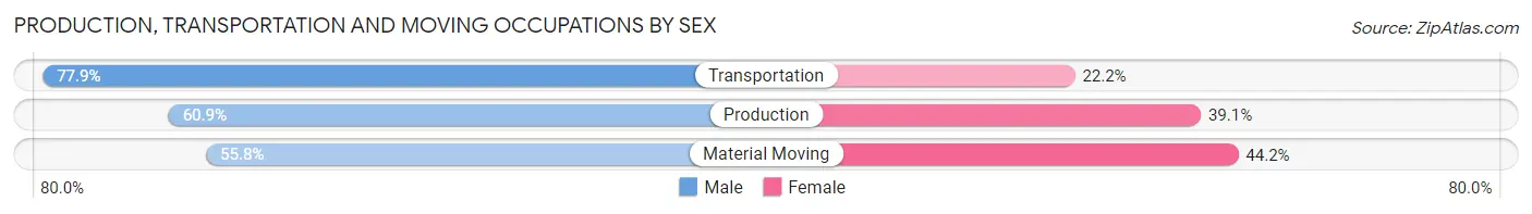 Production, Transportation and Moving Occupations by Sex in Grovetown