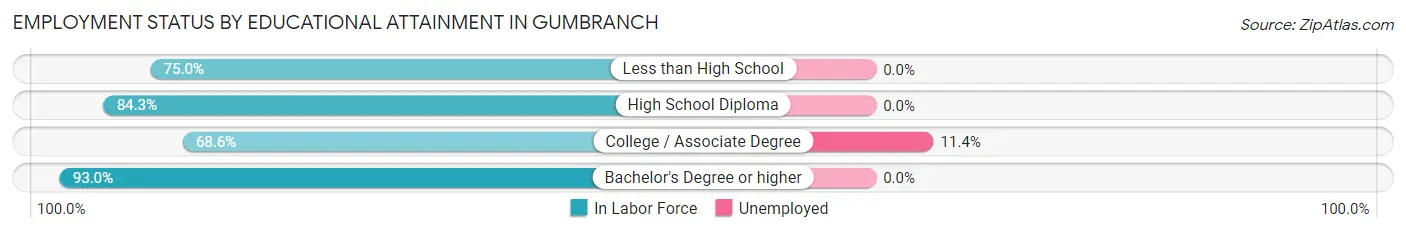 Employment Status by Educational Attainment in Gumbranch