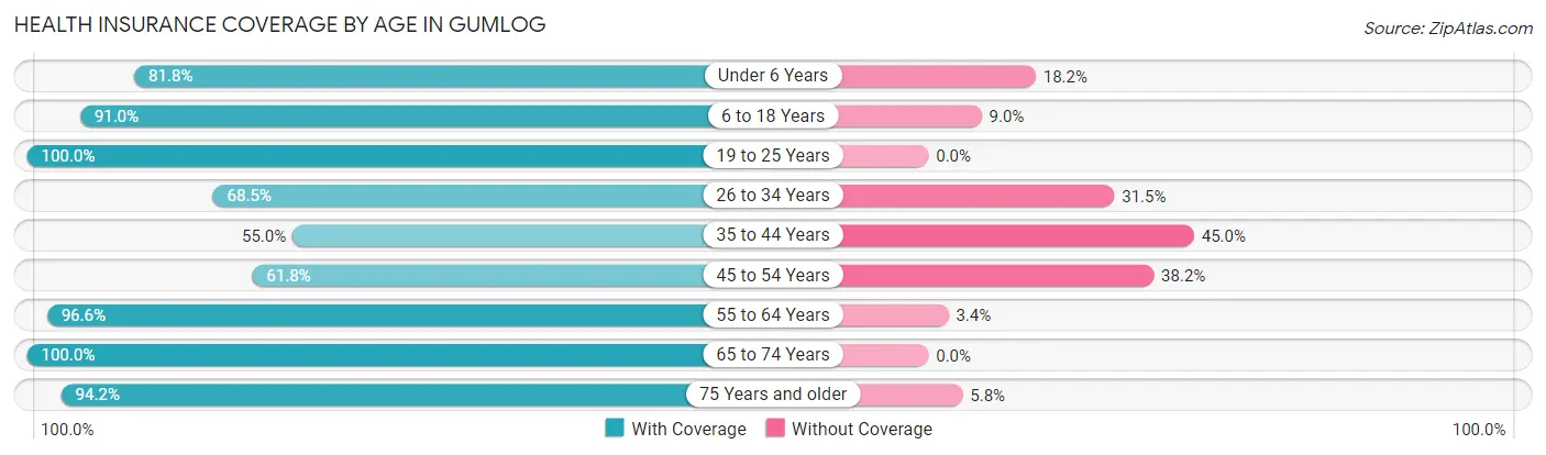 Health Insurance Coverage by Age in Gumlog
