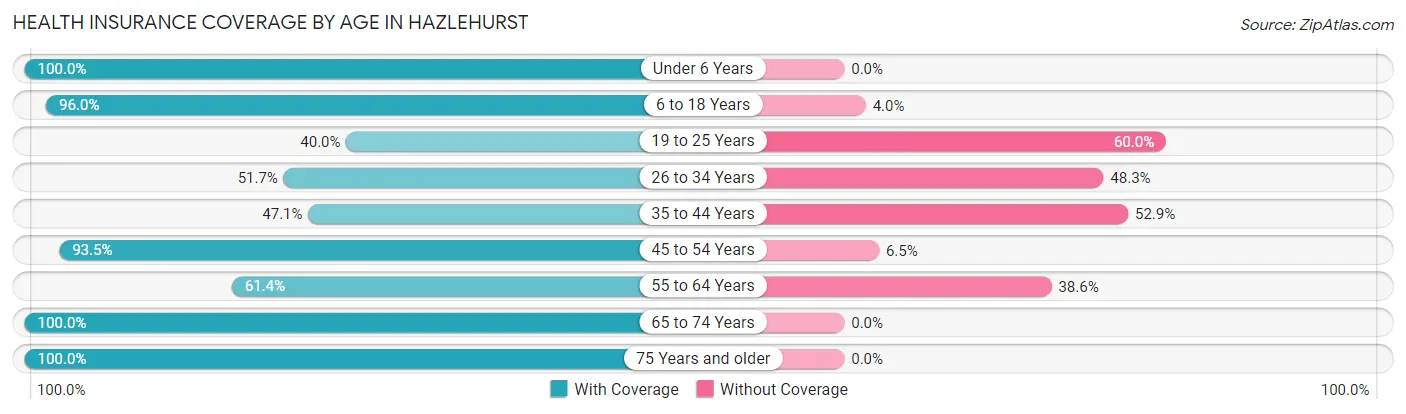 Health Insurance Coverage by Age in Hazlehurst