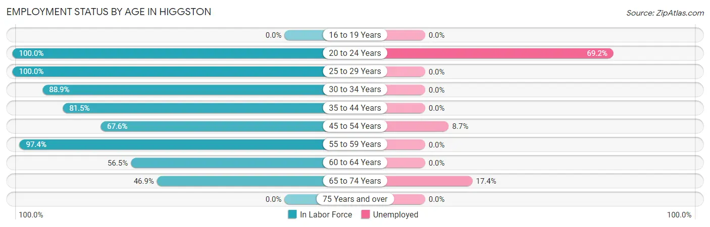Employment Status by Age in Higgston