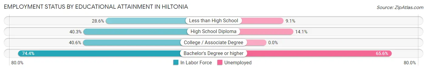 Employment Status by Educational Attainment in Hiltonia