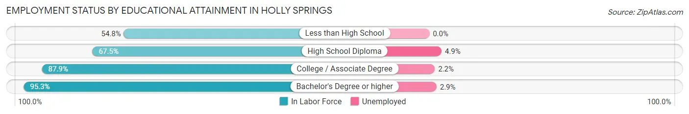 Employment Status by Educational Attainment in Holly Springs