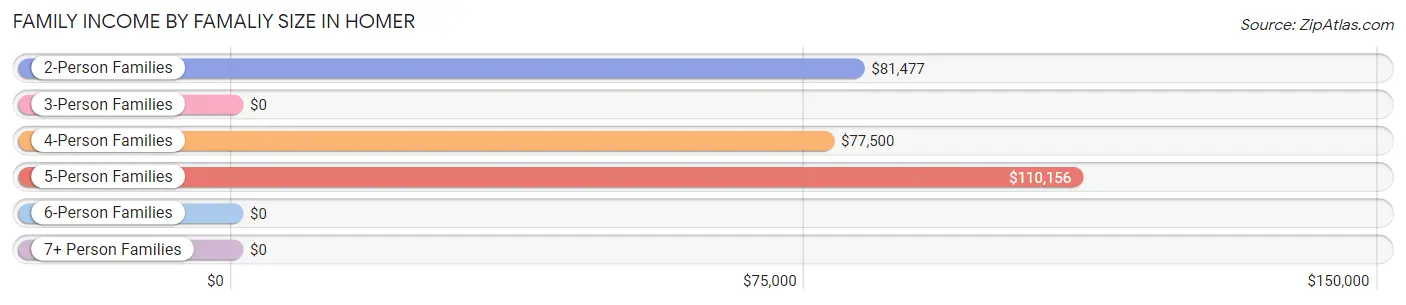 Family Income by Famaliy Size in Homer