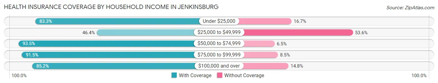 Health Insurance Coverage by Household Income in Jenkinsburg