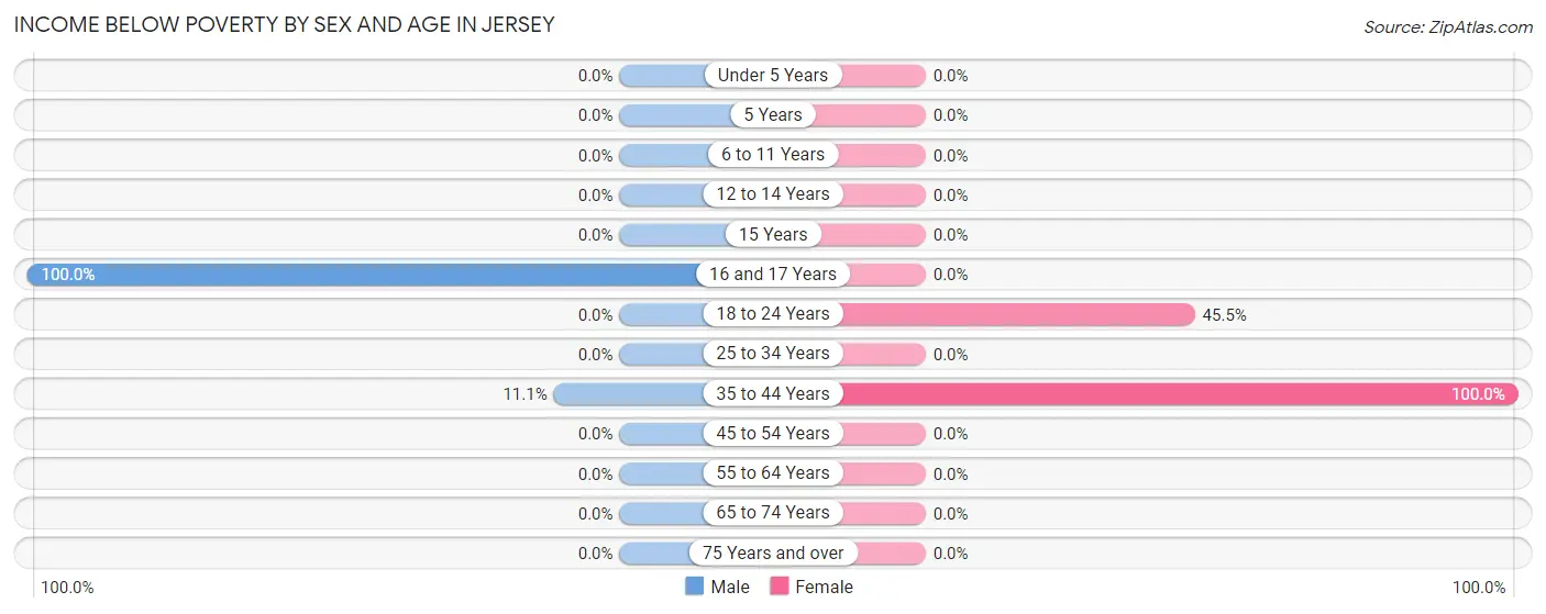 Income Below Poverty by Sex and Age in Jersey