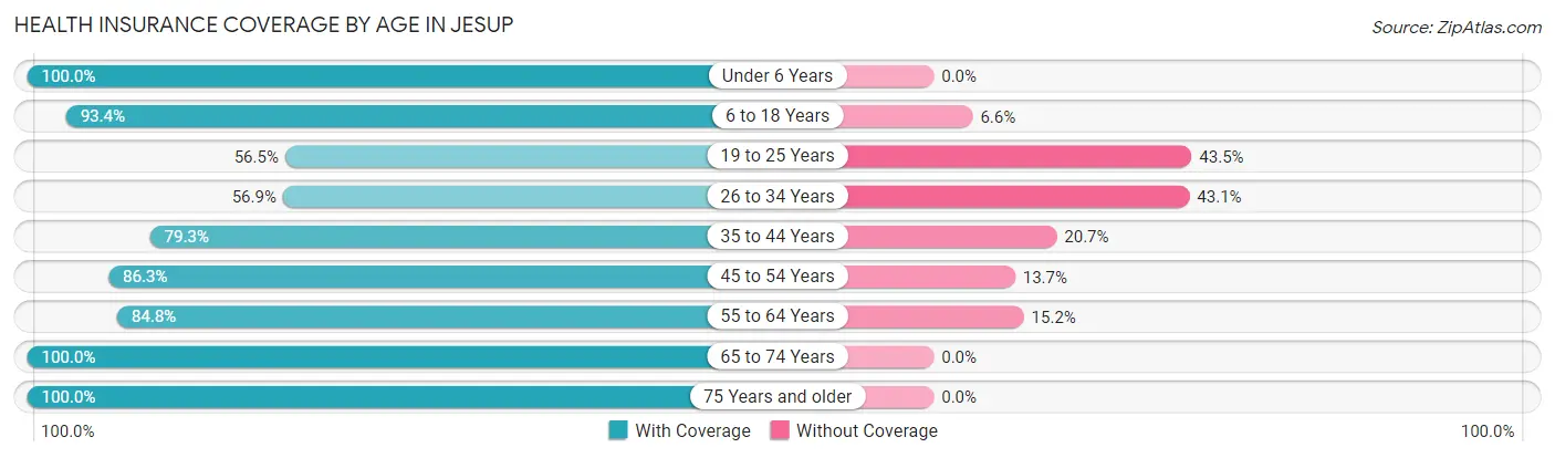 Health Insurance Coverage by Age in Jesup