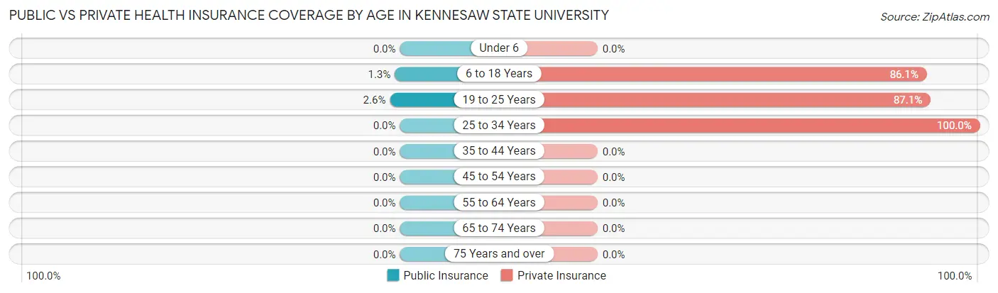 Public vs Private Health Insurance Coverage by Age in Kennesaw State University