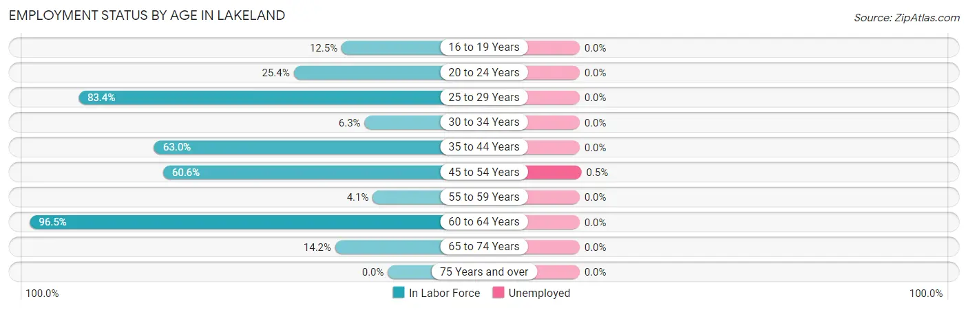 Employment Status by Age in Lakeland