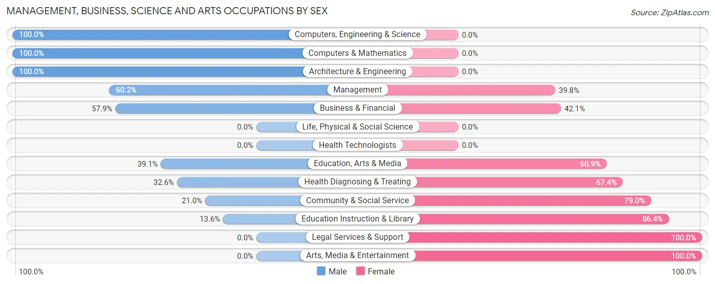 Management, Business, Science and Arts Occupations by Sex in Lula