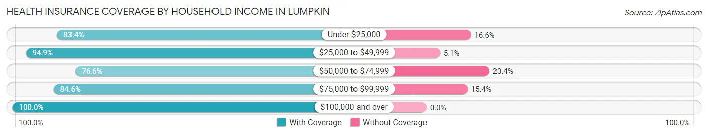 Health Insurance Coverage by Household Income in Lumpkin