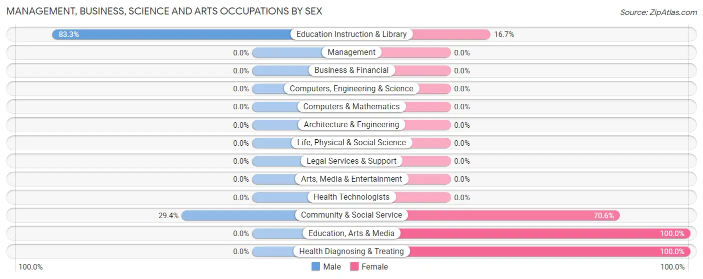 Management, Business, Science and Arts Occupations by Sex in Lumpkin