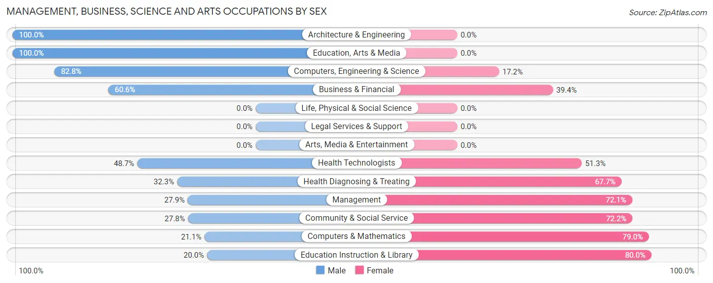 Management, Business, Science and Arts Occupations by Sex in Metter