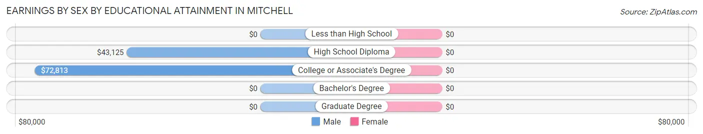 Earnings by Sex by Educational Attainment in Mitchell