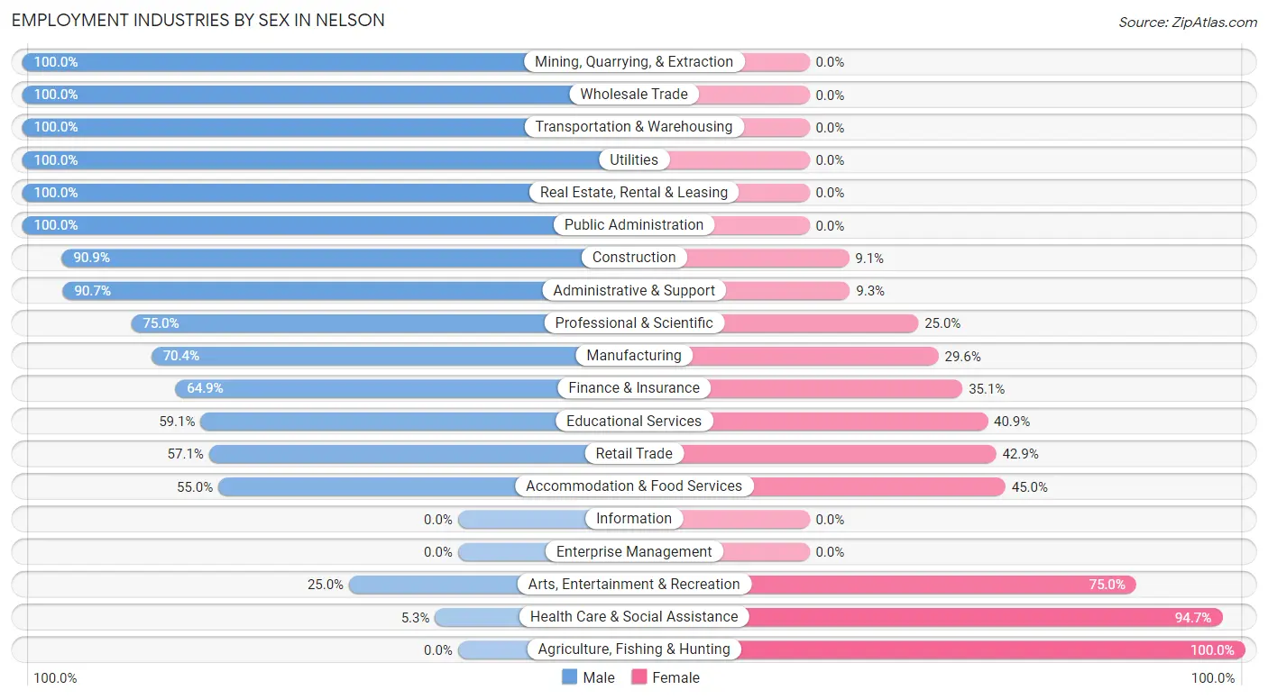 Employment Industries by Sex in Nelson