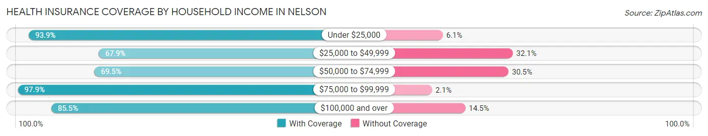 Health Insurance Coverage by Household Income in Nelson