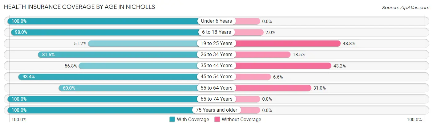 Health Insurance Coverage by Age in Nicholls