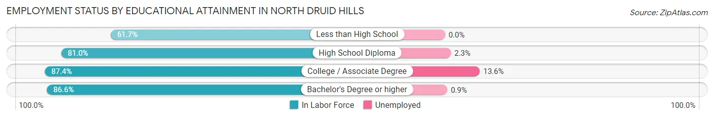 Employment Status by Educational Attainment in North Druid Hills