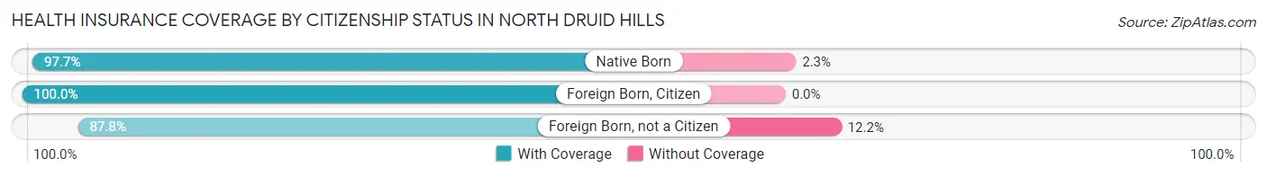 Health Insurance Coverage by Citizenship Status in North Druid Hills