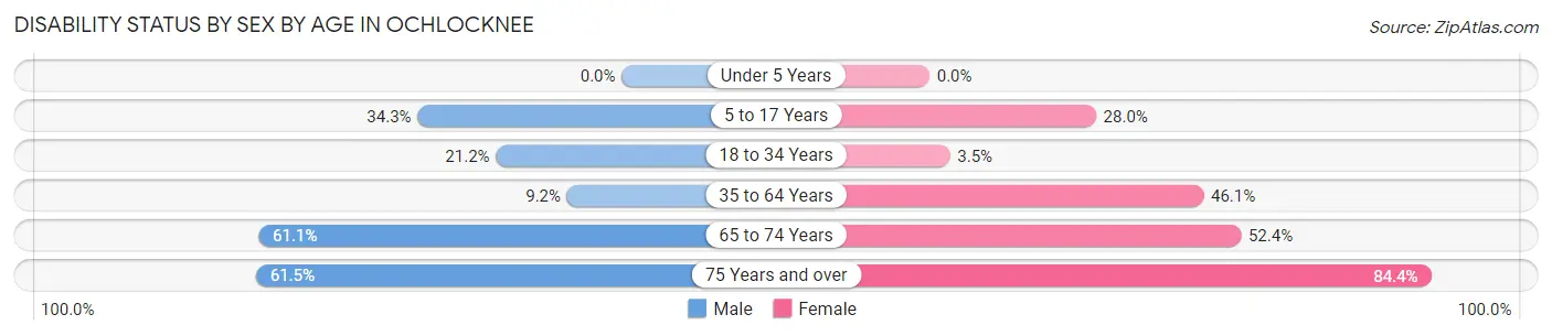 Disability Status by Sex by Age in Ochlocknee