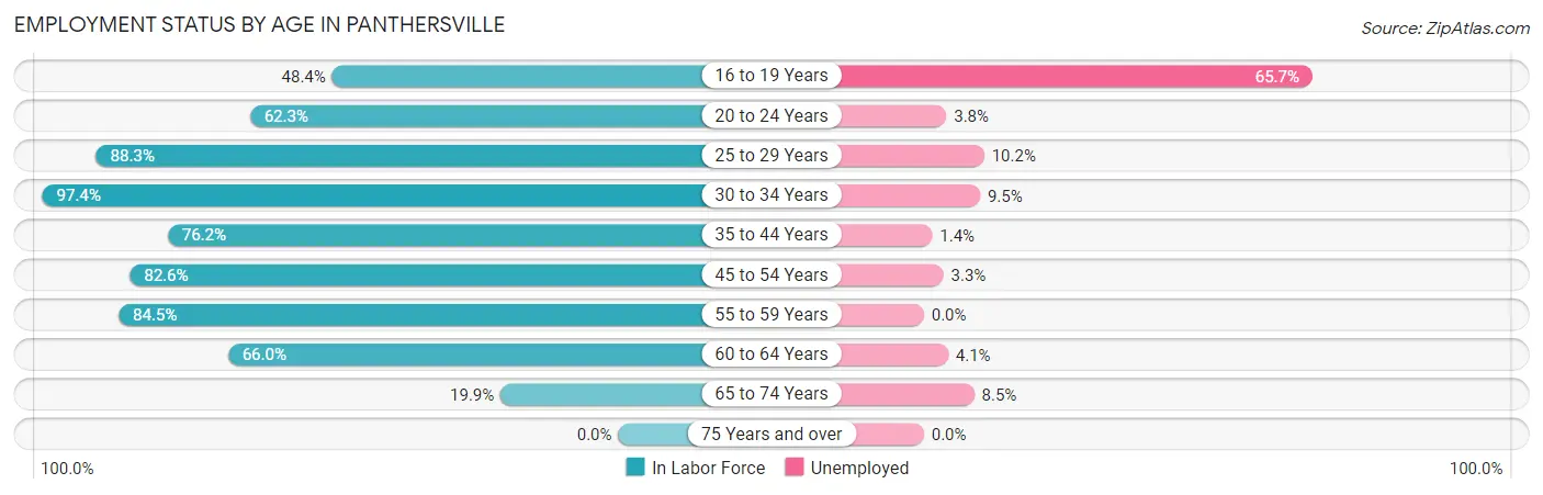 Employment Status by Age in Panthersville