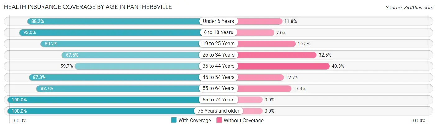 Health Insurance Coverage by Age in Panthersville