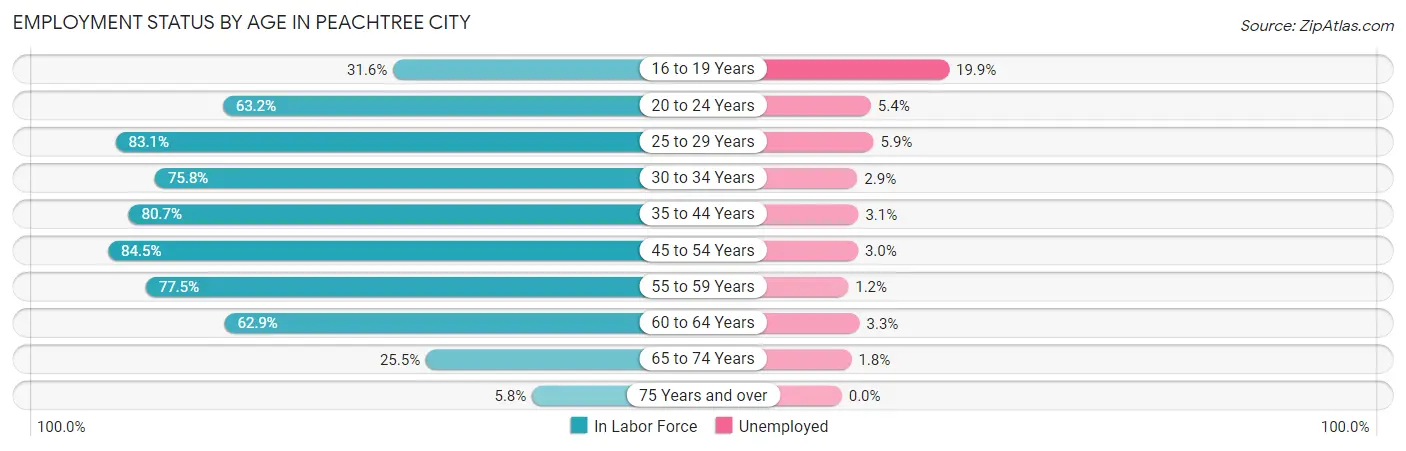 Employment Status by Age in Peachtree City