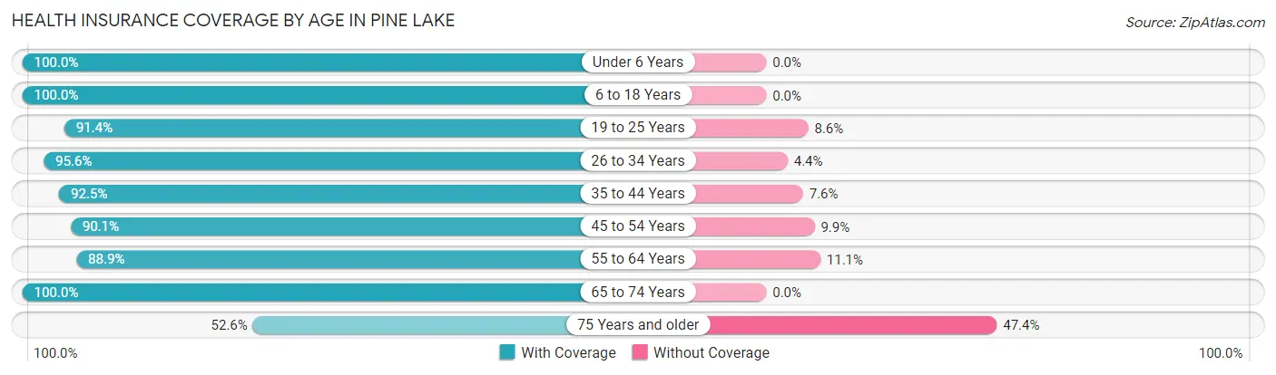 Health Insurance Coverage by Age in Pine Lake