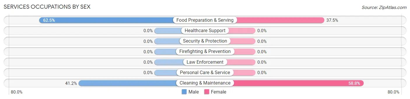 Services Occupations by Sex in Pine Lake